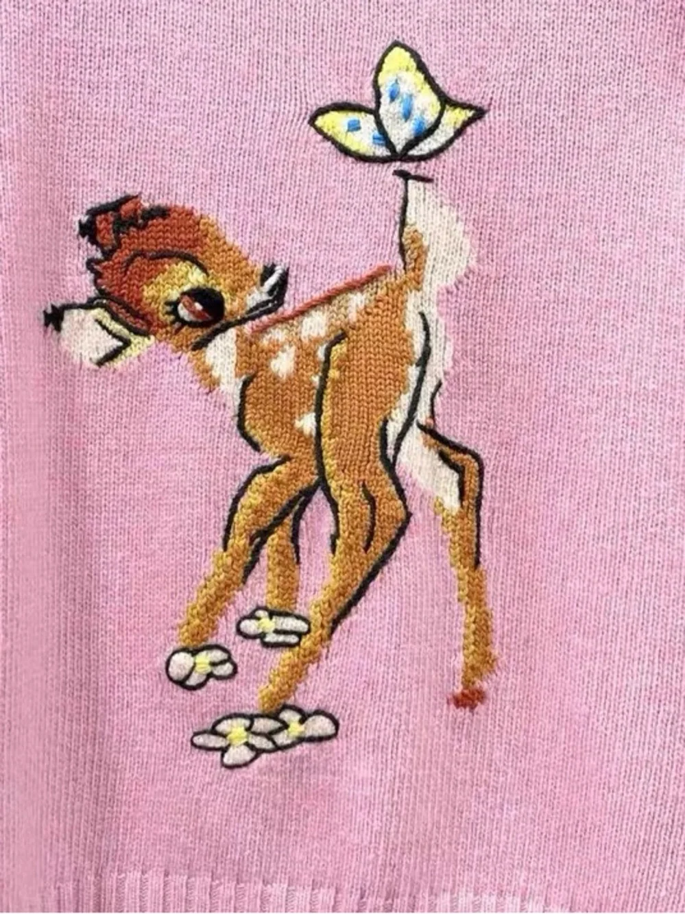 🚩steal Miu Miu Pink Bambi Intarsia Crewneck Sweater - Picture 4 of 6